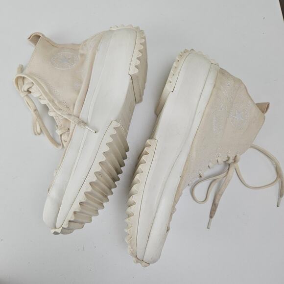 Converse Run Star Hike Embroidered Canvas Platform High Top Women 12 Ivory Lug - Picture 6 of 11